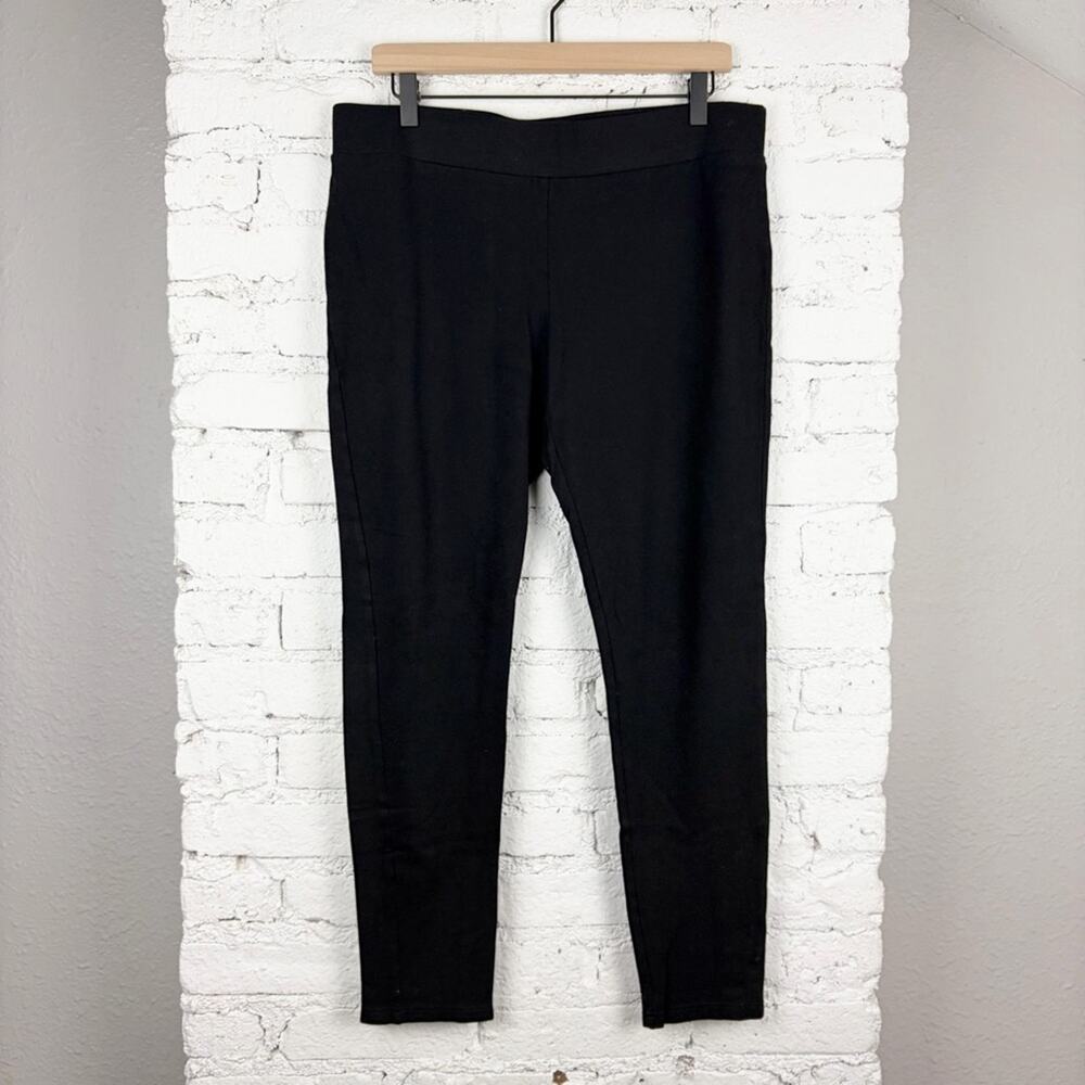 Cabi Nouveau Black Ponte Basic Leggings High Rise Pull On Stretchy Large